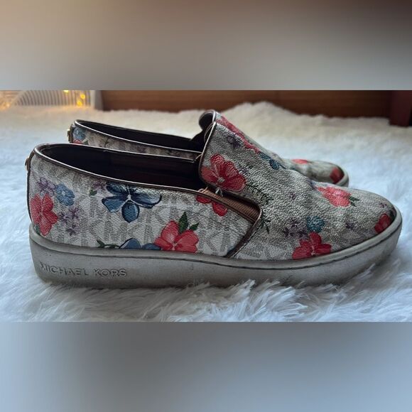 Michael Kors Keaton MK/Floral Print Slip On Sneakers 7.5 Pre Loved - Picture 4 of 6
